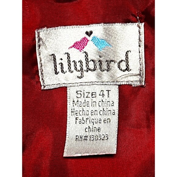 Lilybird Girls 4T Red Satin Holiday Dress Bow Flower Detail Party Formal - Picture 6 of 13